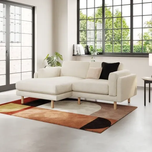 Corner Chaise Sofa with Storage - Ivory, Fabric