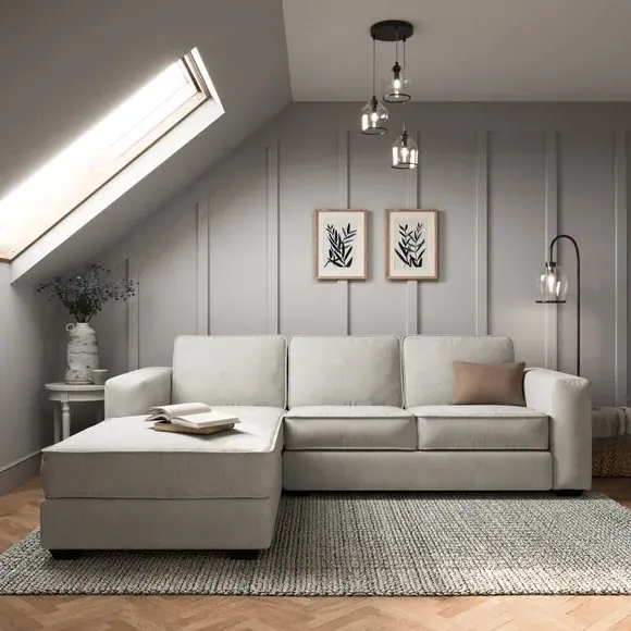 Corner Chaise Sofa with Storage - Natural, Chenille