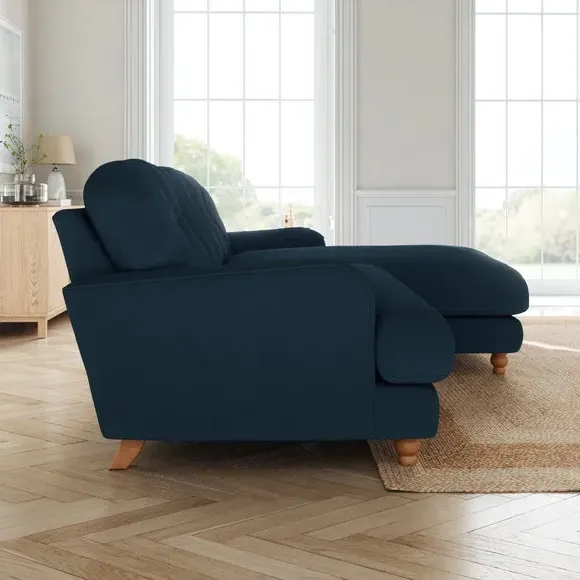 Corner Chaise Sofa with Storage - Navy, Velvet