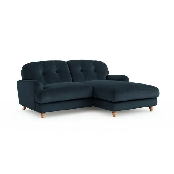 Corner Chaise Sofa with Storage - Navy, Velvet