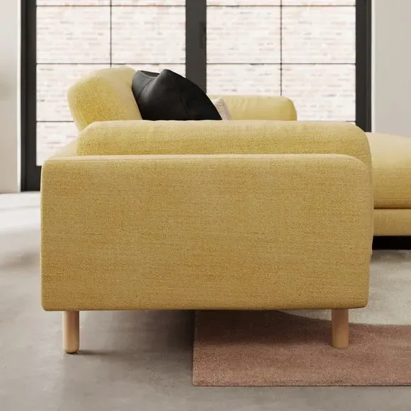 Corner Chaise Sofa with Storage - Ochre, Fabric