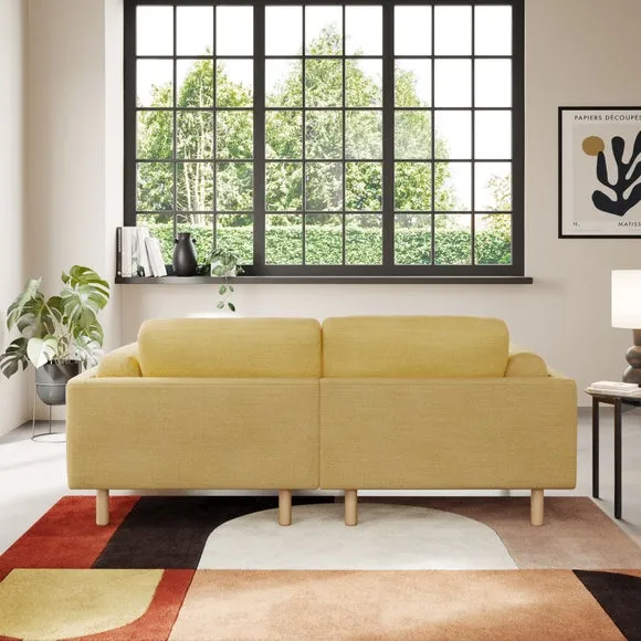 Corner Chaise Sofa with Storage - Ochre, Fabric