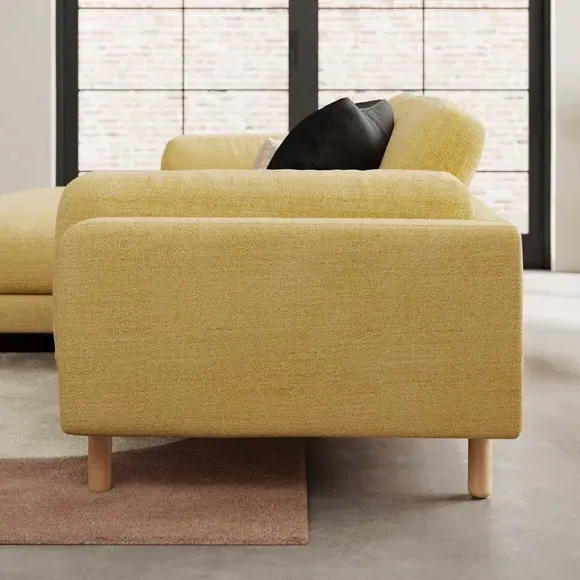 Corner Chaise Sofa with Storage - Ochre, Fabric