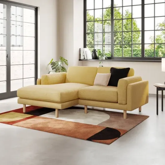 Corner Chaise Sofa with Storage - Ochre, Fabric