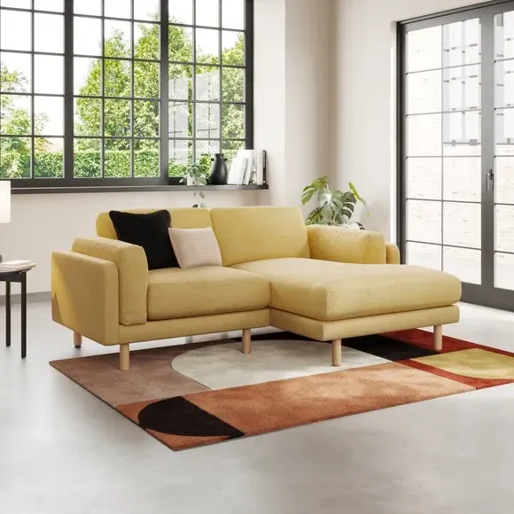 Corner Chaise Sofa with Storage - Ochre, Fabric