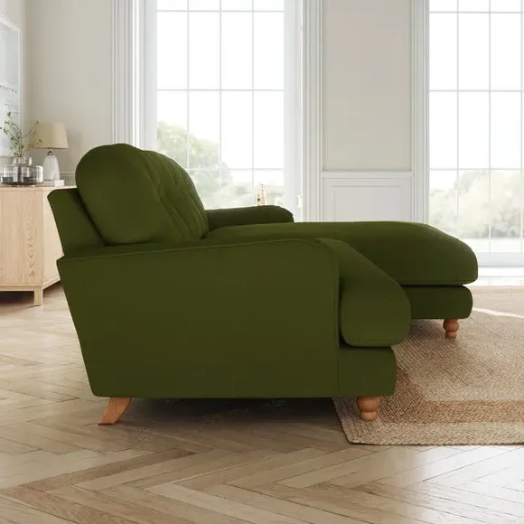 Corner Chaise Sofa with Storage - Olive, Velvet