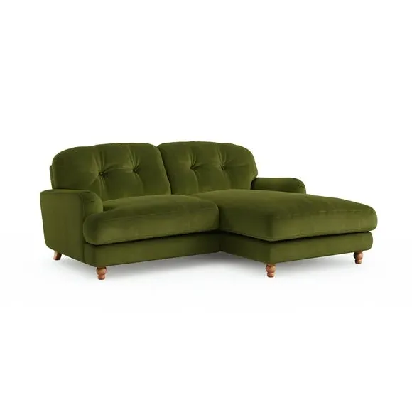 Corner Chaise Sofa with Storage - Olive, Velvet
