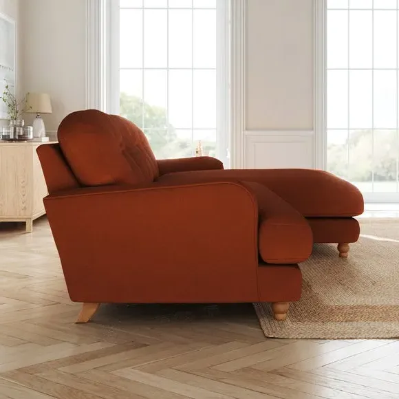 Corner Chaise Sofa with Storage - Orange, Velvet