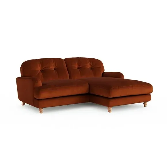 Corner Chaise Sofa with Storage - Orange, Velvet