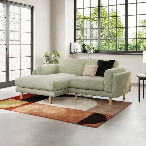 Corner Chaise Sofa with Storage - Sage, Fabric