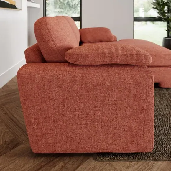 Corner Chaise Sofa with Storage - Terracotta, Chenille