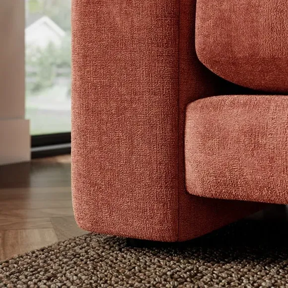 Corner Chaise Sofa with Storage - Terracotta, Chenille