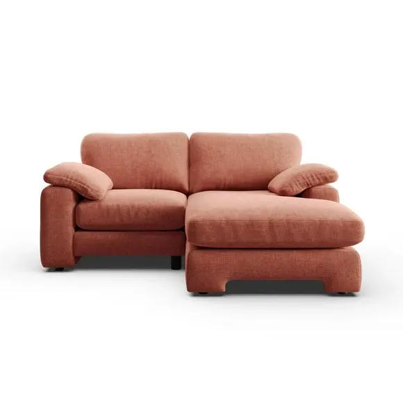 Corner Chaise Sofa with Storage - Terracotta, Chenille