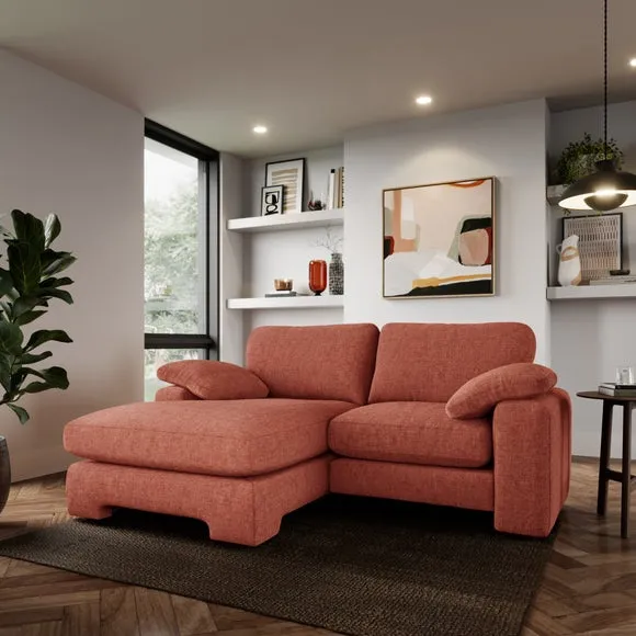 Corner Chaise Sofa with Storage - Terracotta, Chenille