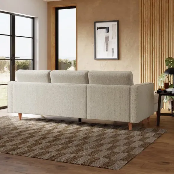 Corner Chaise Sofa with Textured Upholstery - Ivory