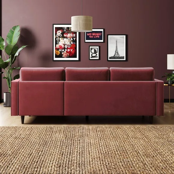 Corner Chaise Sofa with Tufting - Mulberry, Velvet