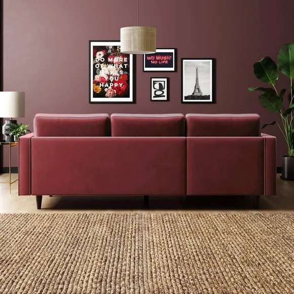 Corner Chaise Sofa with Tufting - Mulberry, Velvet