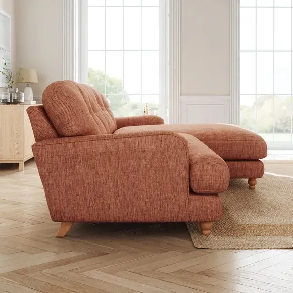 Corner Chaise Sofa with Turned Legs - Clay, Linen