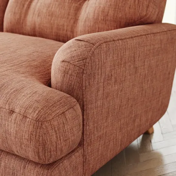 Corner Chaise Sofa with Turned Legs - Clay, Linen