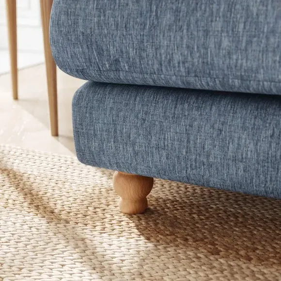 Corner Chaise Sofa with Turned Legs - Denim, Linen