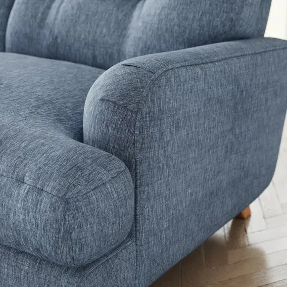 Corner Chaise Sofa with Turned Legs - Denim, Linen