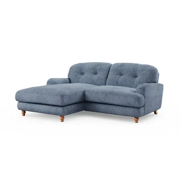 Corner Chaise Sofa with Turned Legs - Denim, Linen