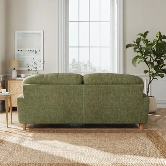 Corner Chaise Sofa with Turned Legs - Green, Linen