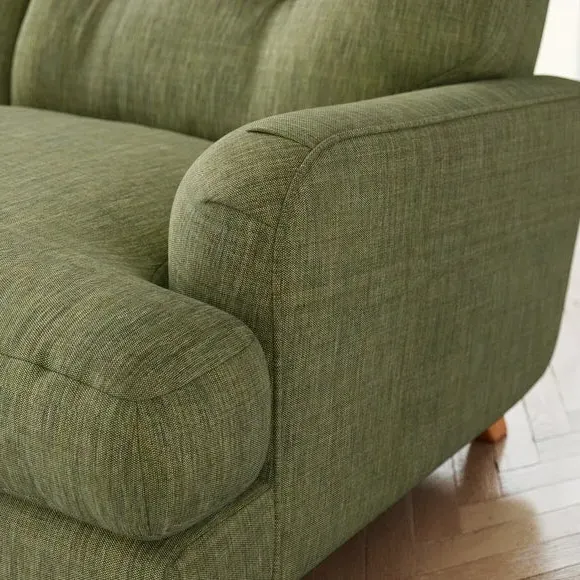 Corner Chaise Sofa with Turned Legs - Green, Linen