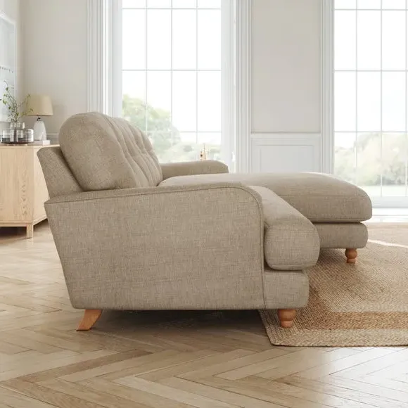 Corner Chaise Sofa with Turned Legs - Mole, Linen