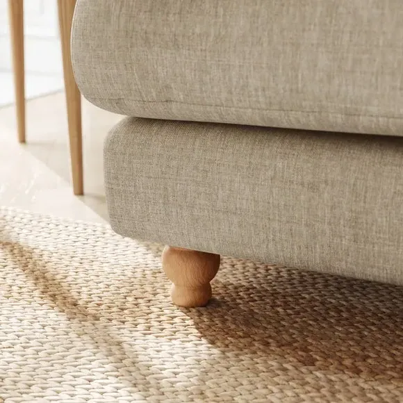 Corner Chaise Sofa with Turned Legs - Mole, Linen