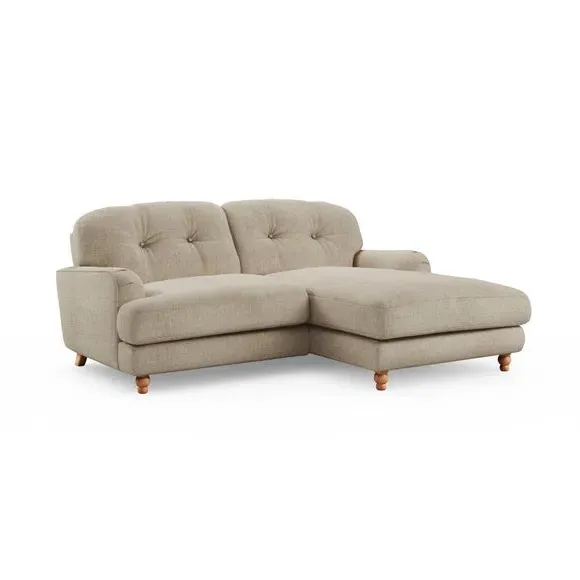 Corner Chaise Sofa with Turned Legs - Mole, Linen