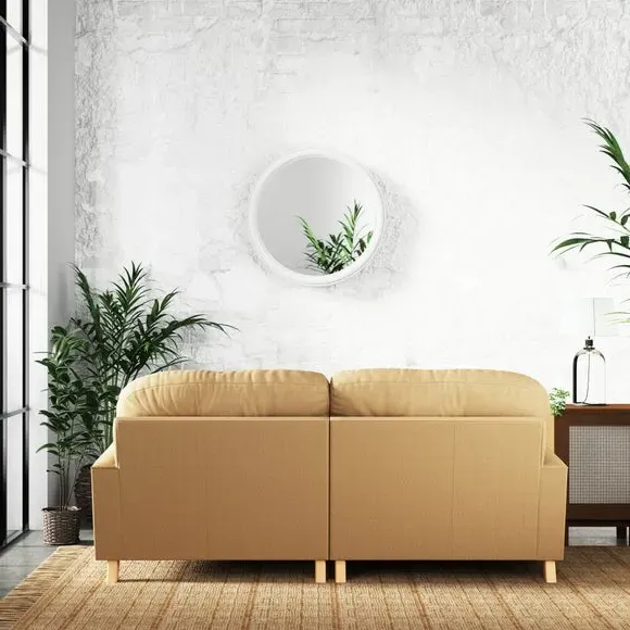 Corner Chaise Sofa with Turned Legs - Ochre, Linen