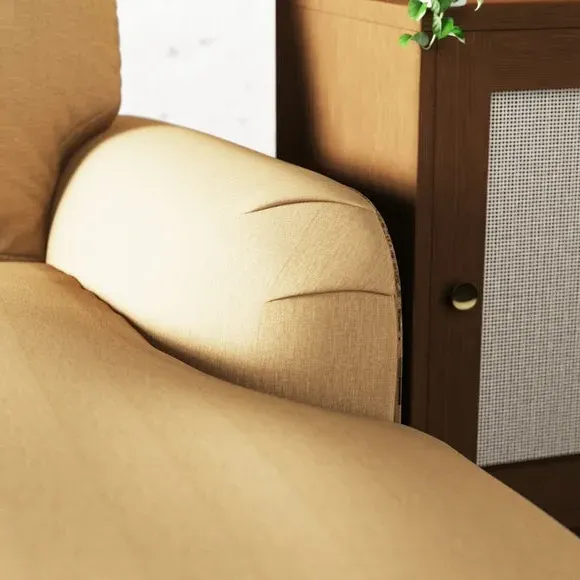 Corner Chaise Sofa with Turned Legs - Ochre, Linen