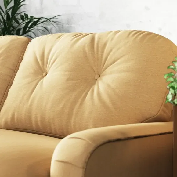 Corner Chaise Sofa with Turned Legs - Ochre, Linen