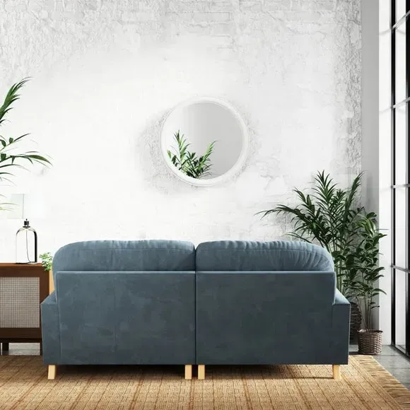 Corner Chaise Sofa with Vintage Design - Aqua, Chenille