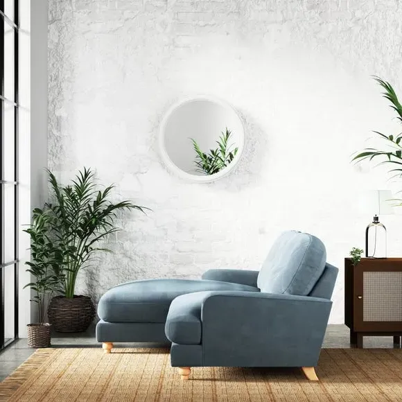 Corner Chaise Sofa with Vintage Design - Aqua, Chenille