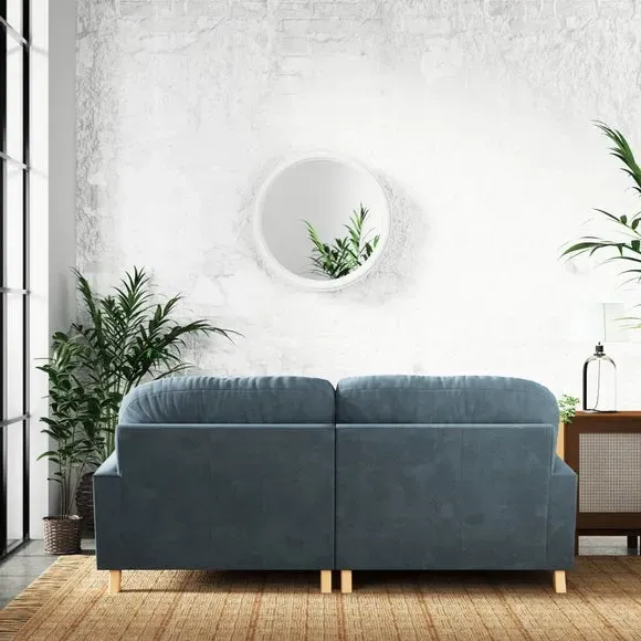 Corner Chaise Sofa with Vintage Design - Aqua, Chenille
