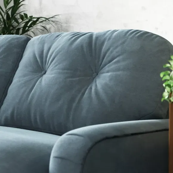 Corner Chaise Sofa with Vintage Design - Aqua, Chenille