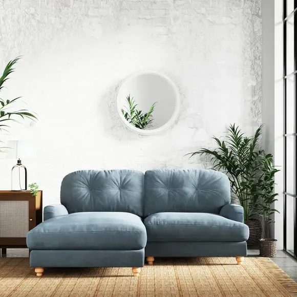 Corner Chaise Sofa with Vintage Design - Aqua, Chenille image