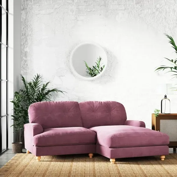 Corner Chaise Sofa with Vintage Design - Berry, Chenille