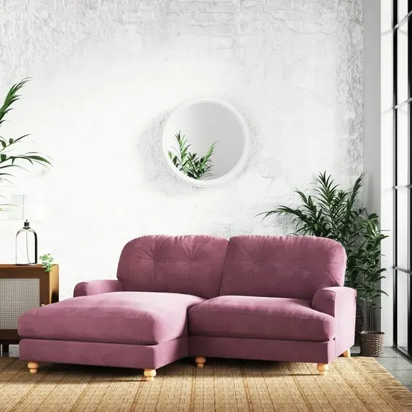 Corner Chaise Sofa with Vintage Design - Berry, Chenille