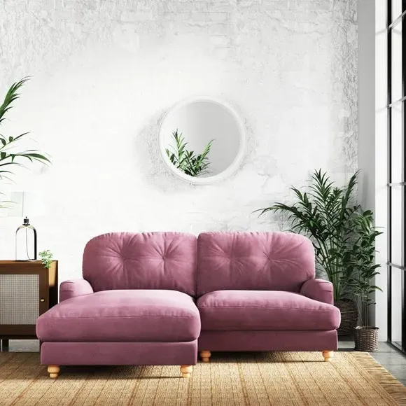 Corner Chaise Sofa with Vintage Design - Berry, Chenille