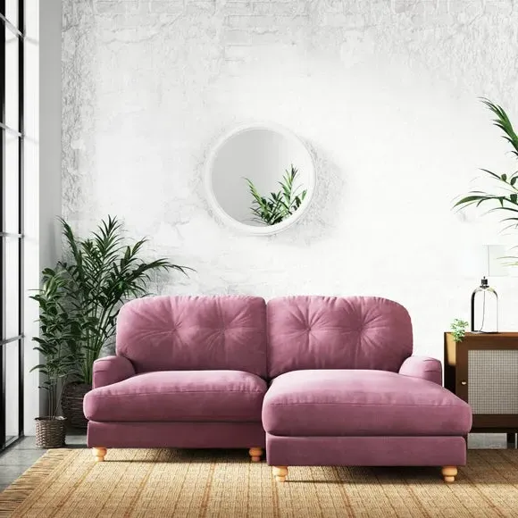 Corner Chaise Sofa with Vintage Design - Berry, Chenille