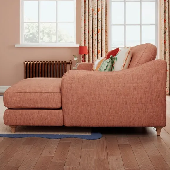 Corner Chaise with Curved Arms - Clay, Faux Linen