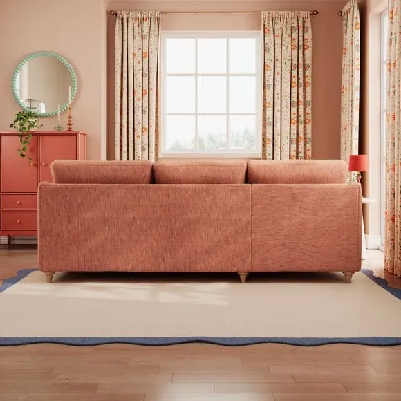 Corner Chaise with Curved Arms - Clay, Faux Linen