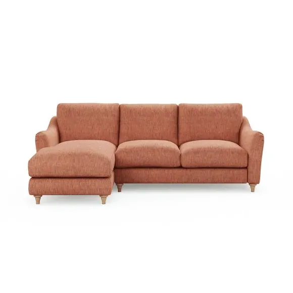 Corner Chaise with Curved Arms - Clay, Faux Linen