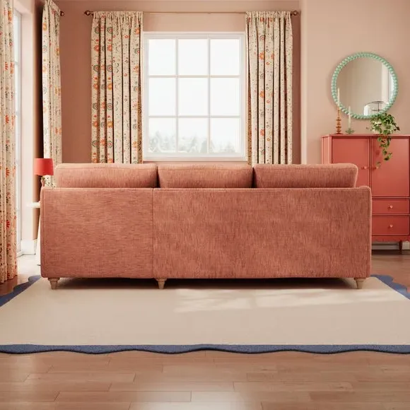 Corner Chaise with Curved Arms - Clay, Faux Linen