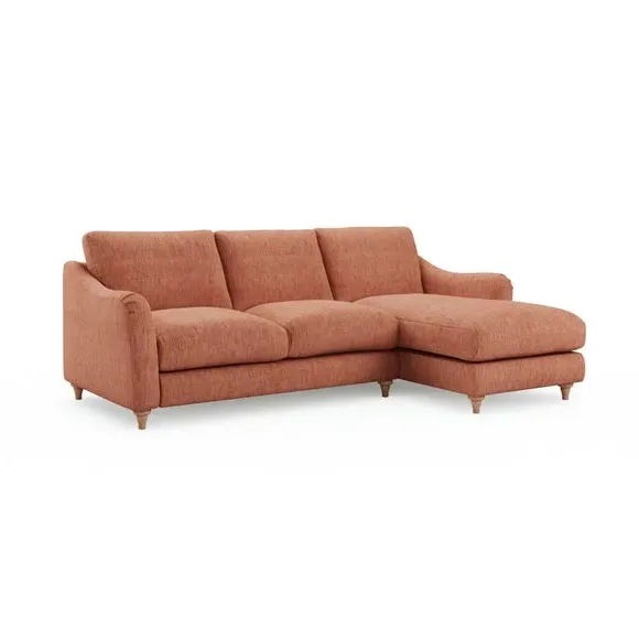 Corner Chaise with Curved Arms - Clay, Faux Linen