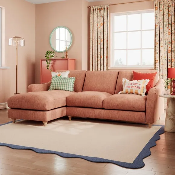 Corner Chaise with Curved Arms - Clay, Faux Linen