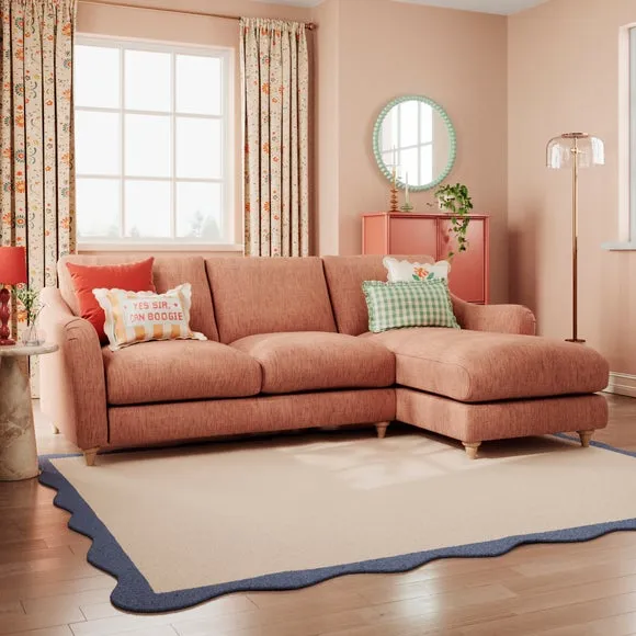Corner Chaise with Curved Arms - Clay, Faux Linen image